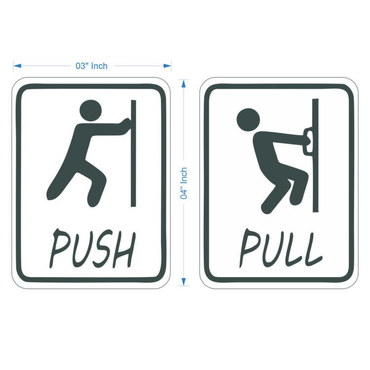 PUSH & PULL Sign 6 INCH * 6 INCH Self-Adhesive Sign for Business