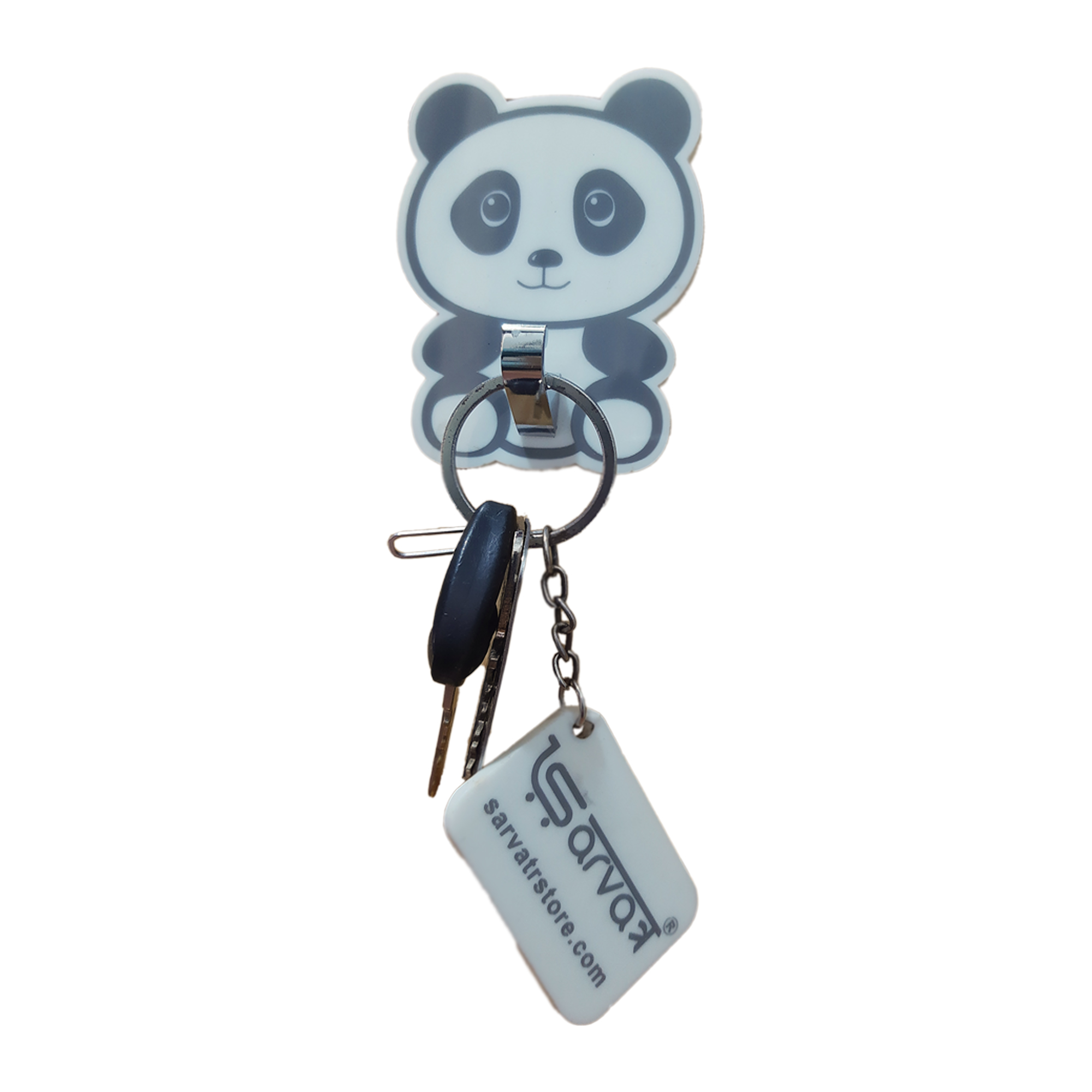 Keys holder wall mounted Panda in white